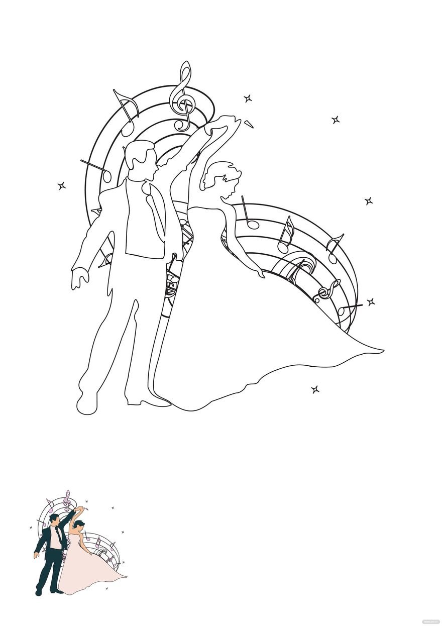 Free wedding music coloring page