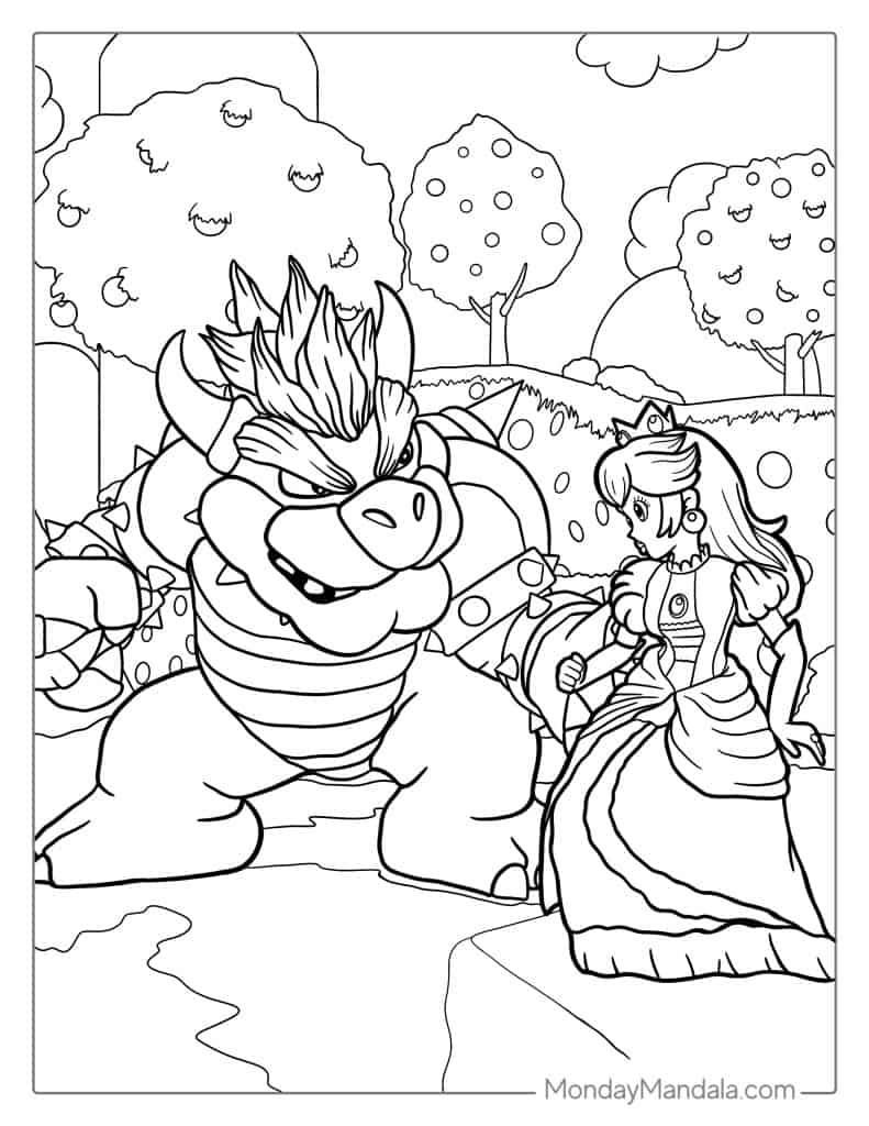 Princess peach coloring pages free pdf printables