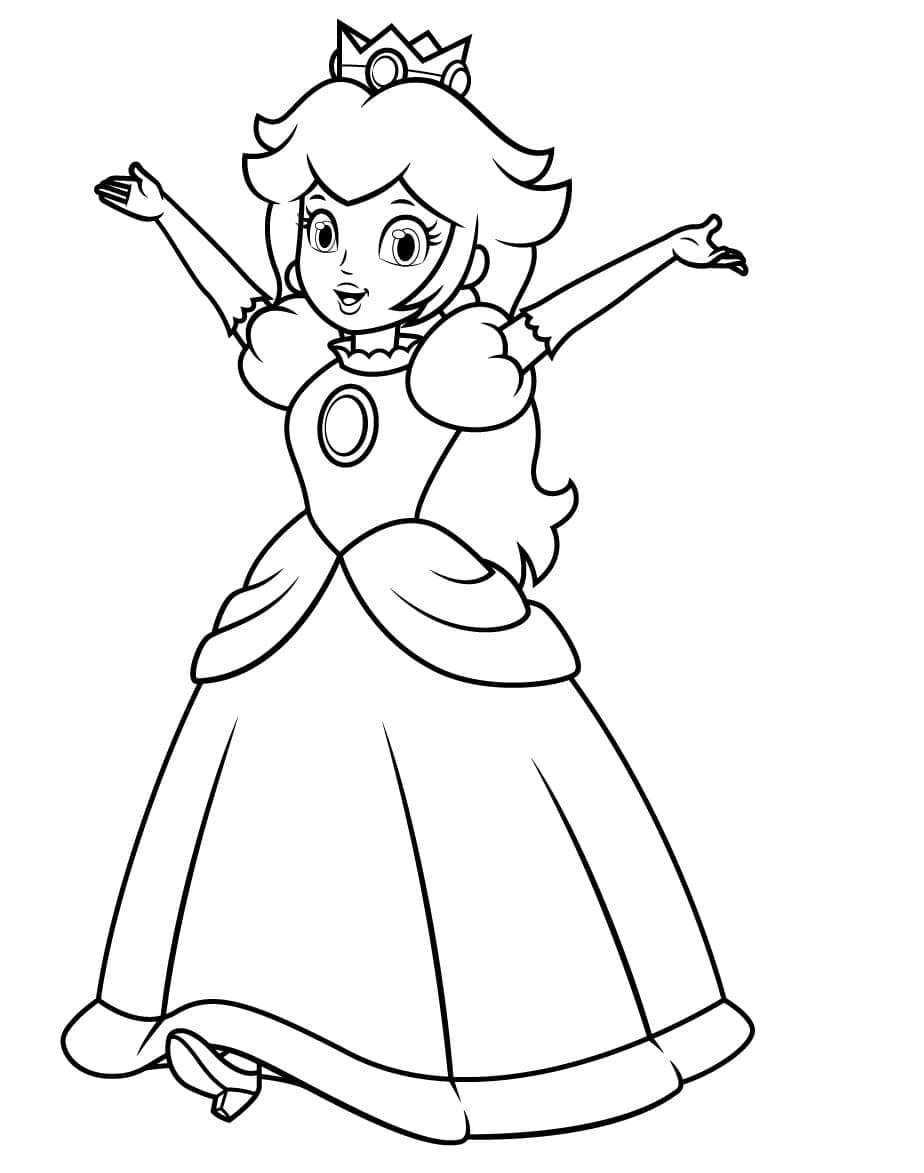 Princess peach and mario coloring page