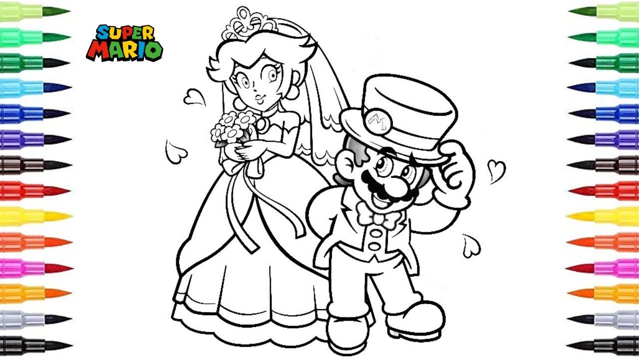 The royal wedding of princess peach and mario the super mario bros movie trailer posca marâ in super mario coloring pages mario coloring pages super mario bros