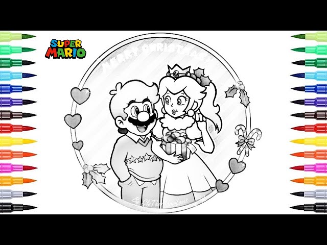 Princess peach surprises super mario coloring drawing browser the super mario bros movie