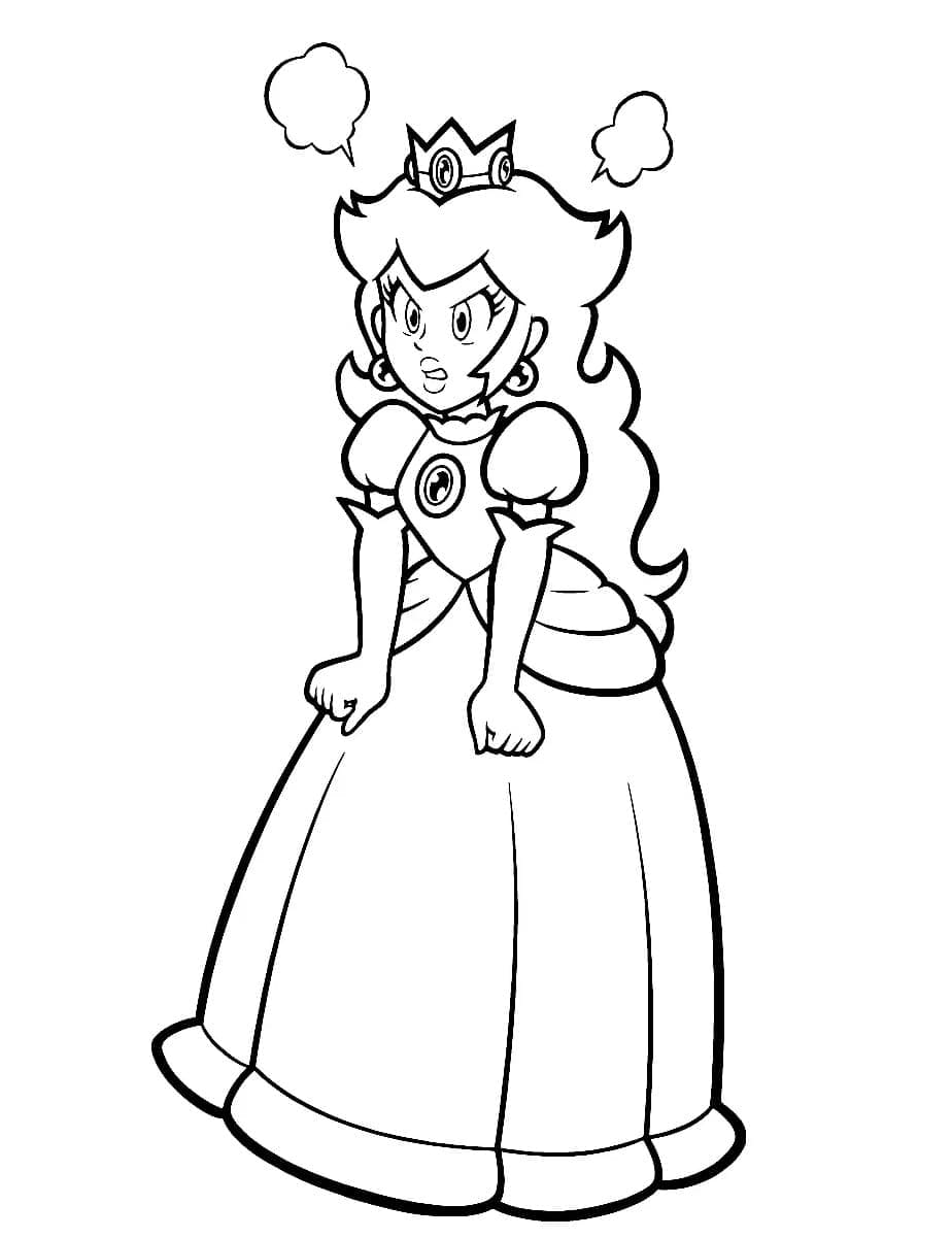 Mario with princess peach coloring page