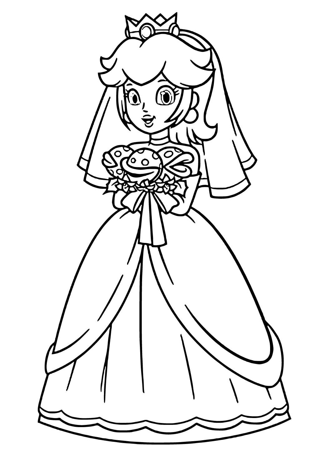 Free printable princess peach bouquet coloring page sheet and picture for adults and kids girls and boys