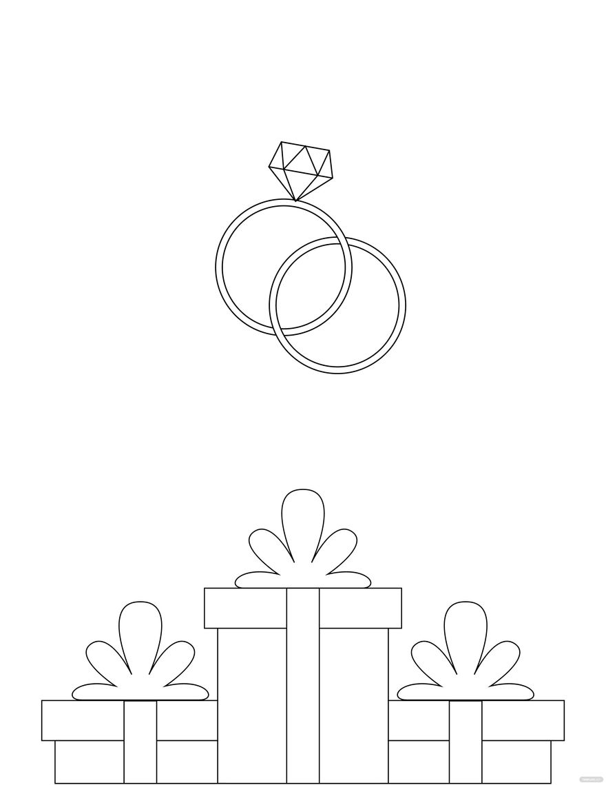 Free wedding elements coloring page