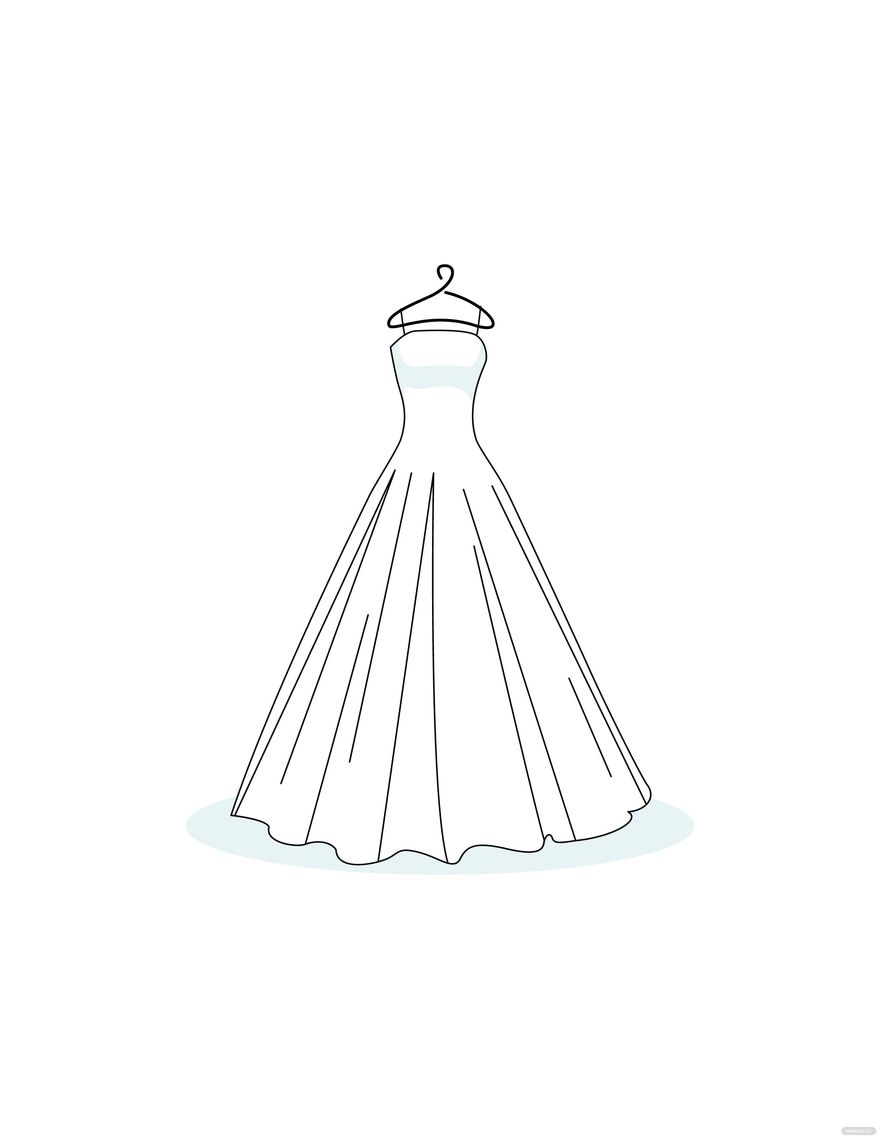 Free wedding dress coloring page