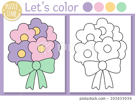 Coloring page for children with cute wedding or