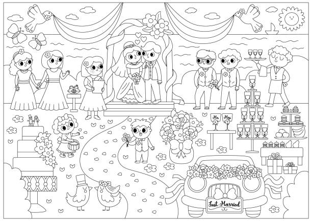 Wedding coloring pages stock illustrations royalty