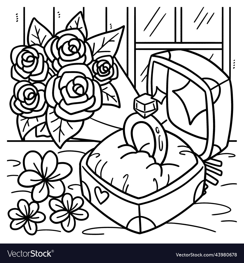 Wedding ring coloring page for kids royalty free vector