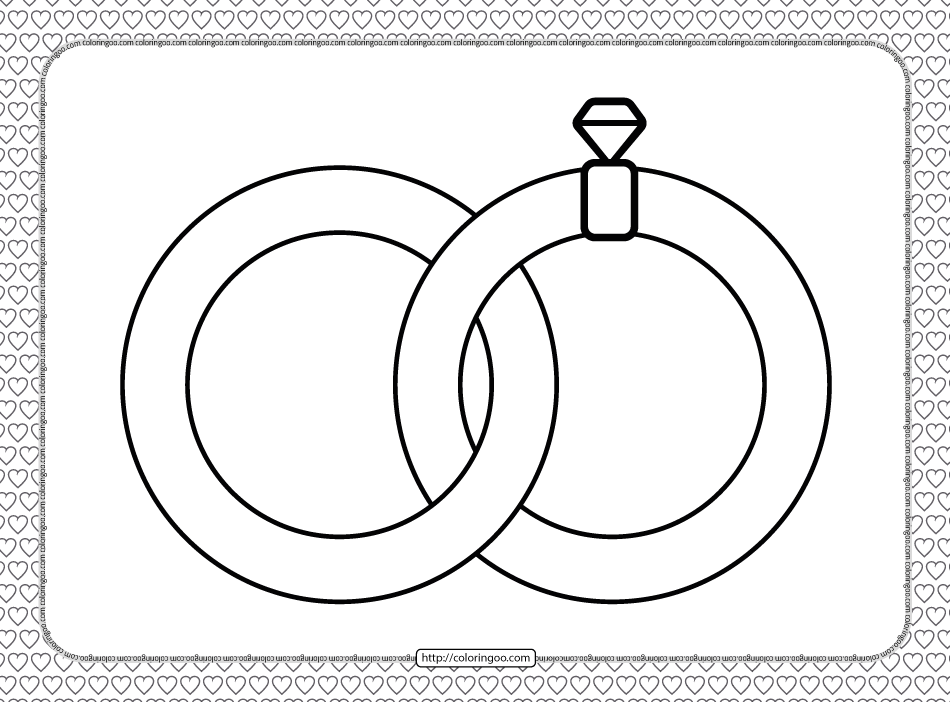 Valentines day wedding rings coloring page