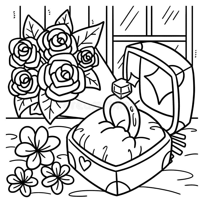 Wedding ring coloring page for kids stock vector