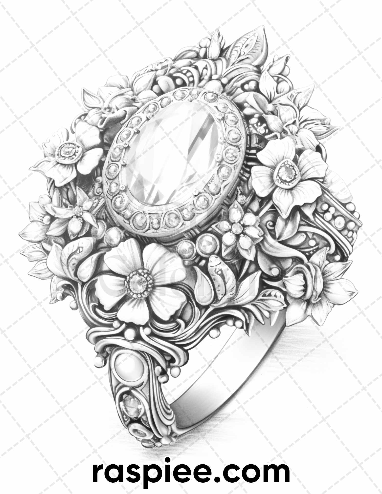 Exquisite jewelry collection grayscale coloring pages for adults p â coloring