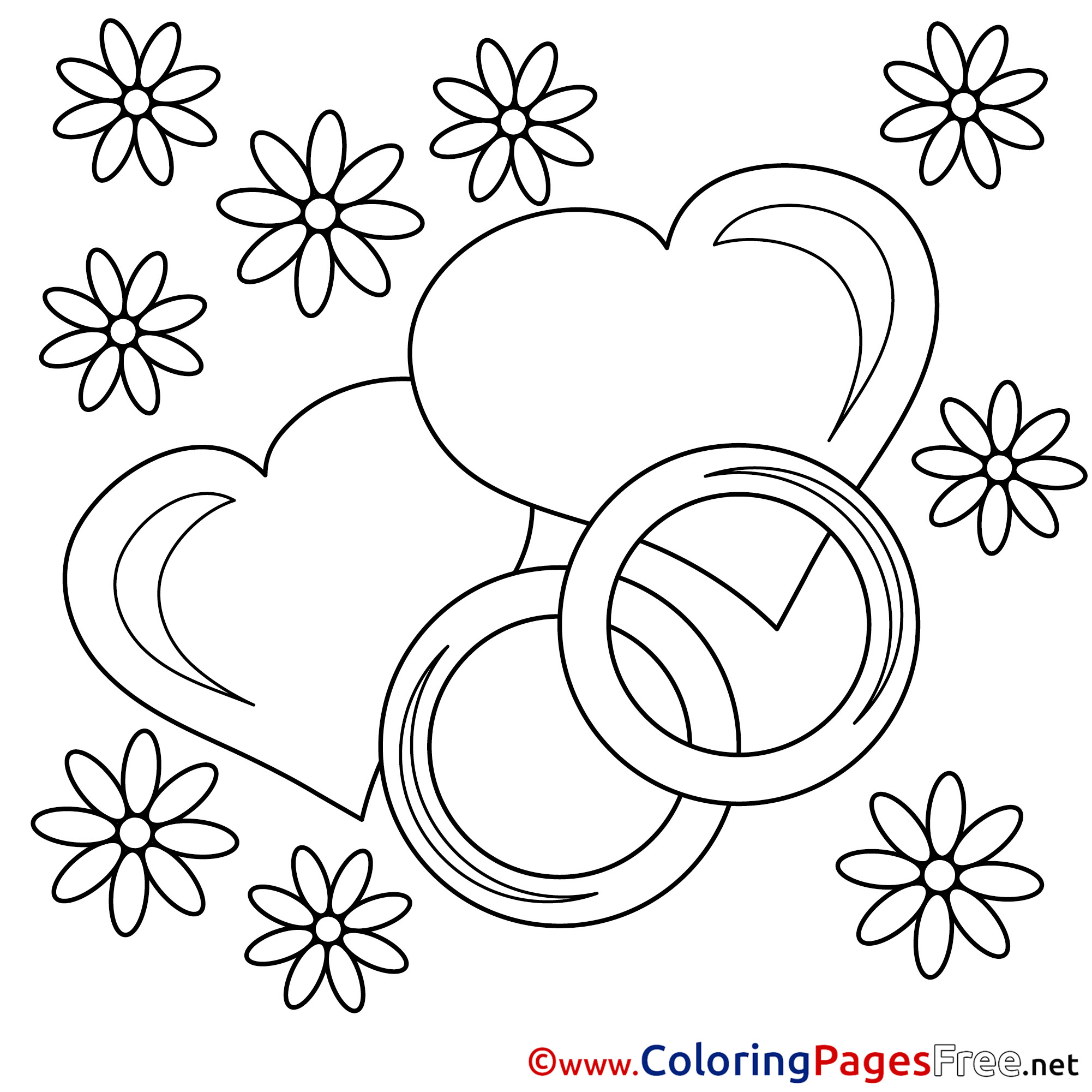 Wedding rings coloring pages valentines day for free