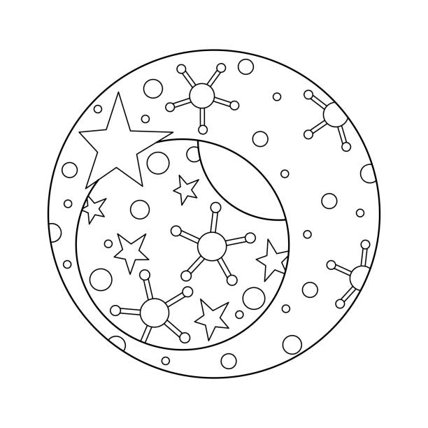 Coloring book handdrawn stars planets cosmos wedding ring design for printing tshirts covers postcards vector illustration stock illustration