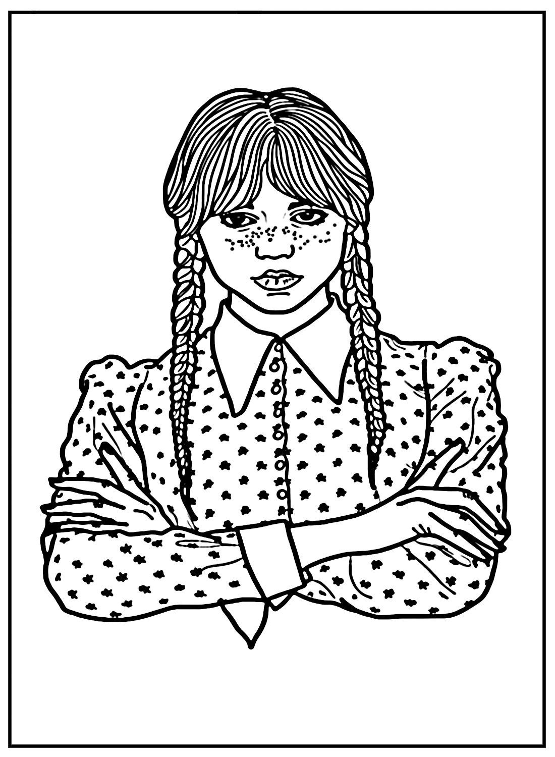 Free printable wednesday addams coloring page
