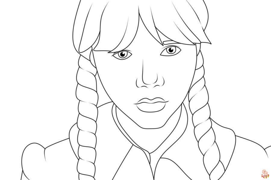 Printable wednesday addams coloring pages