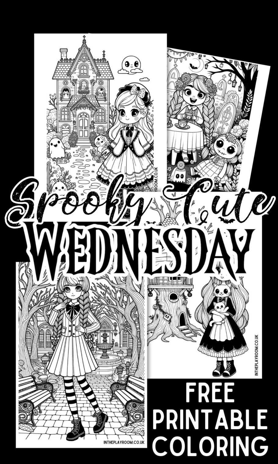 Wednesday adams inspired loring pages