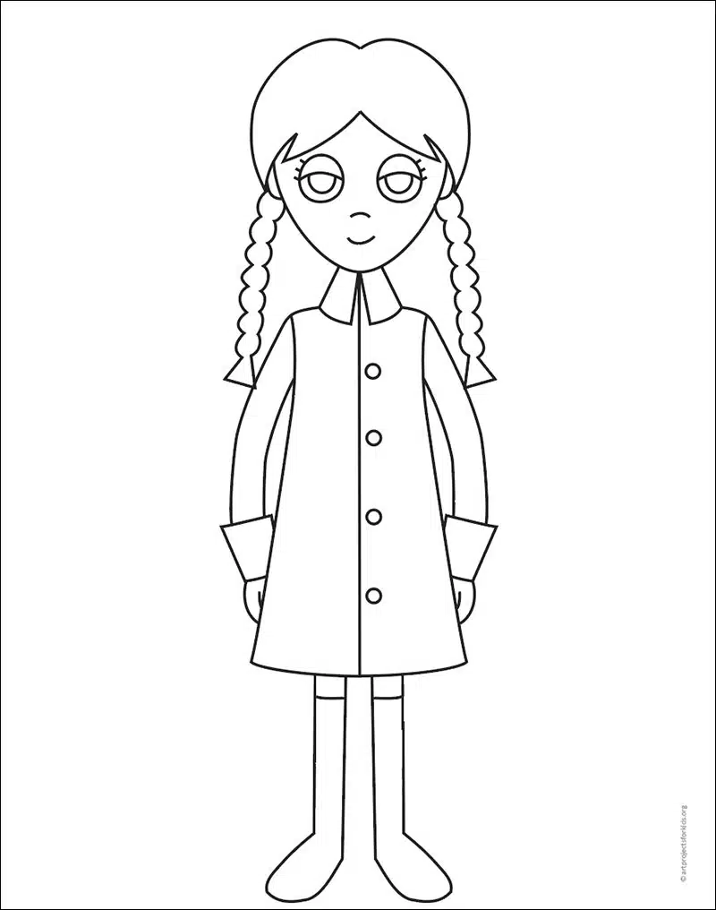 Easy how to draw wednesday addams tutorial video