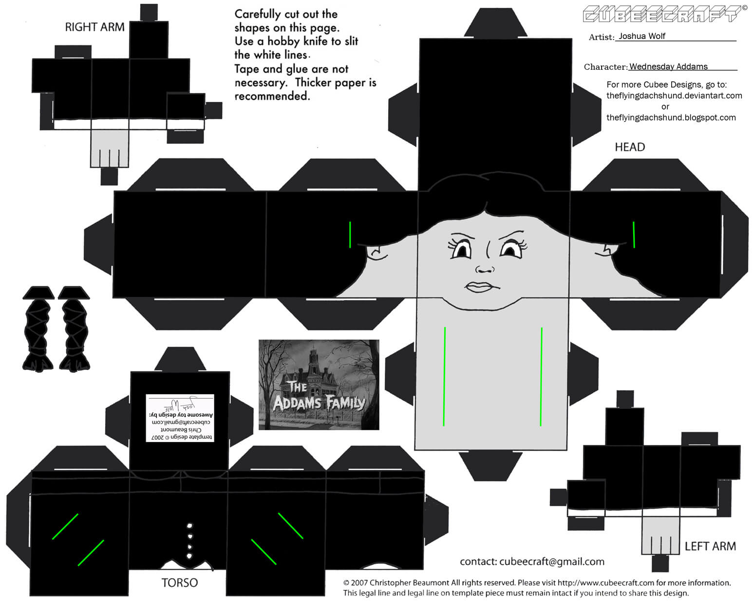 Wednesday addams paper toy free printable papercraft templates