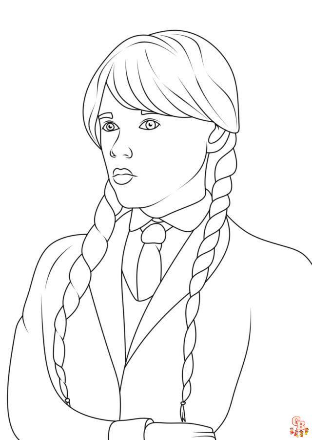 Printable wednesday addams coloring pages