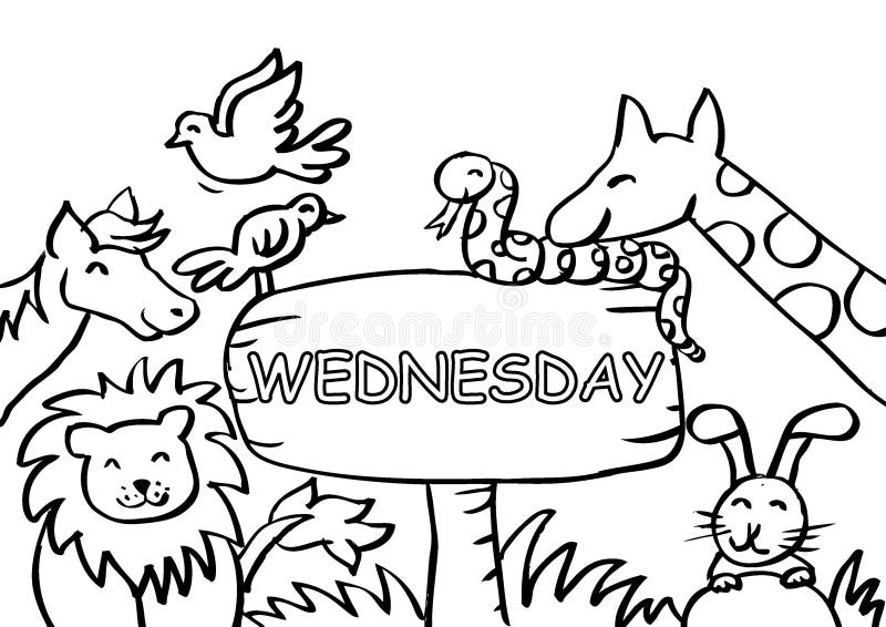 Cartoon wednesday coloring page stock illustrations â cartoon wednesday coloring page stock illustrations vectors clipart