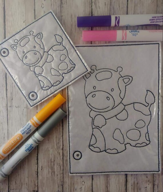 Cow coloring page embroidery design ith embroidery design reusable coloring page