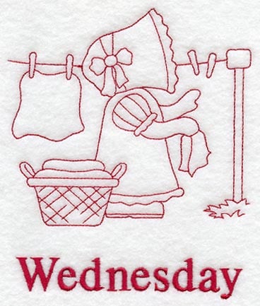 Sunbonnet sue on wednesday redwork
