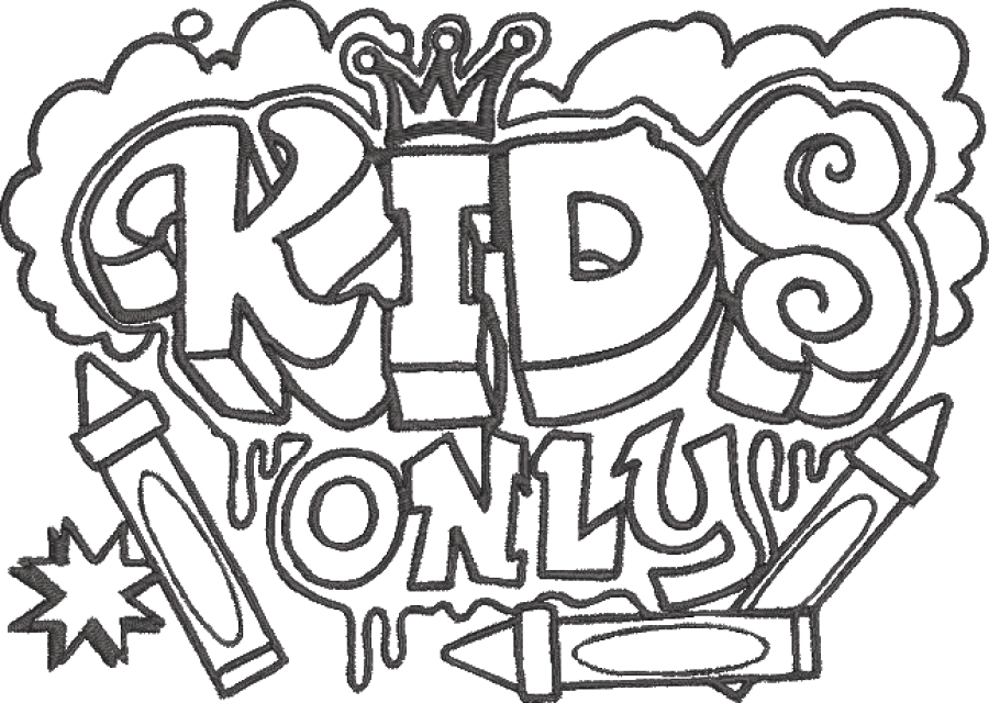 Kids only coloring embroidery designs or line art design