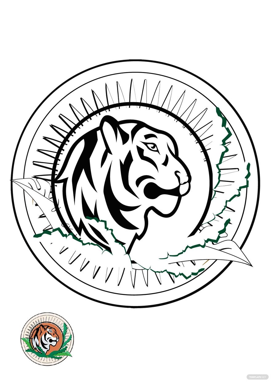 Free embroidery tiger coloring page