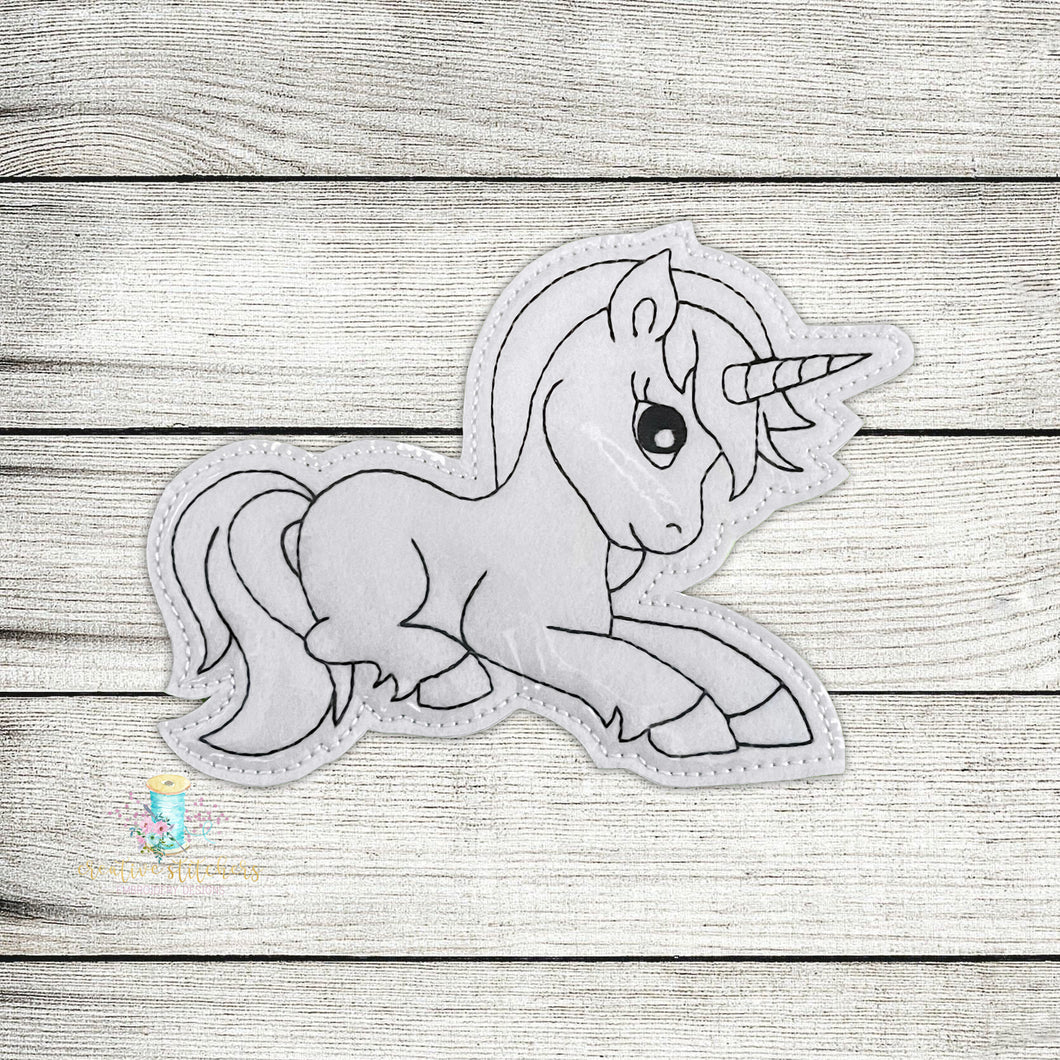 Unicorn coloring doll digital embroidery design file â creative stitchers