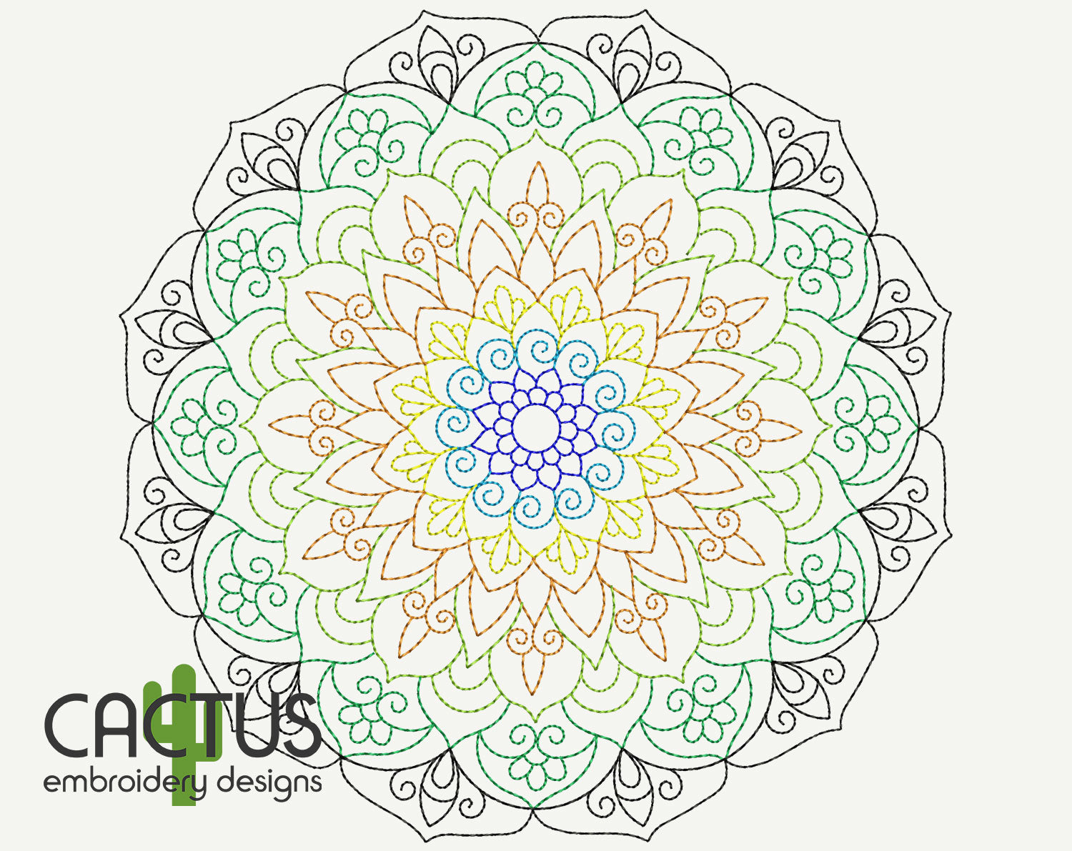 Simple mandala embroidery design â cactus embroidery designs