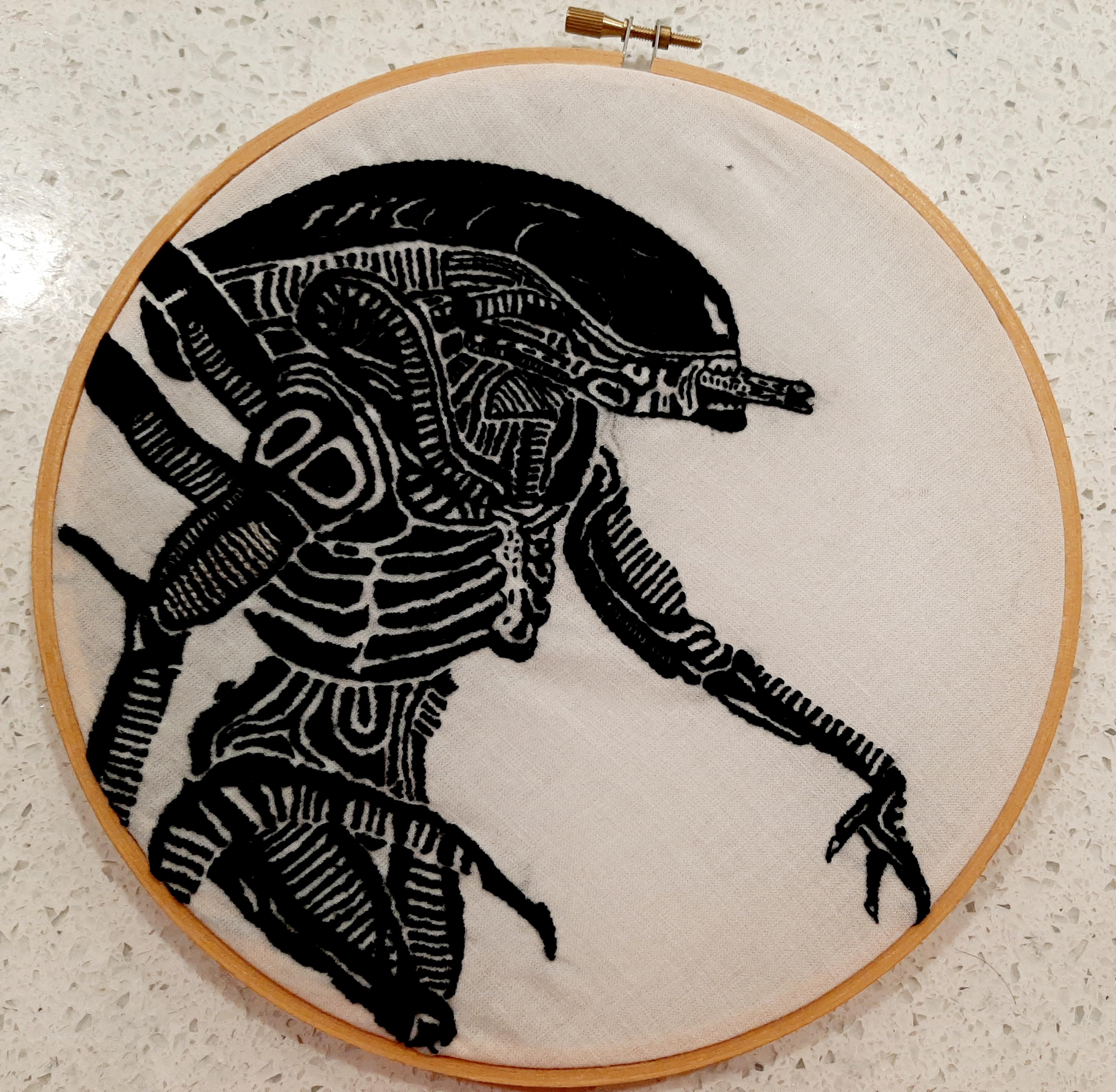 Embroidery by me design adapted from the alien coloring book rlv