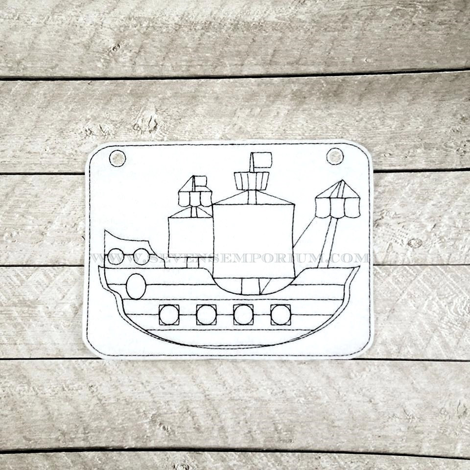 Pirate ship in the hoop doodle