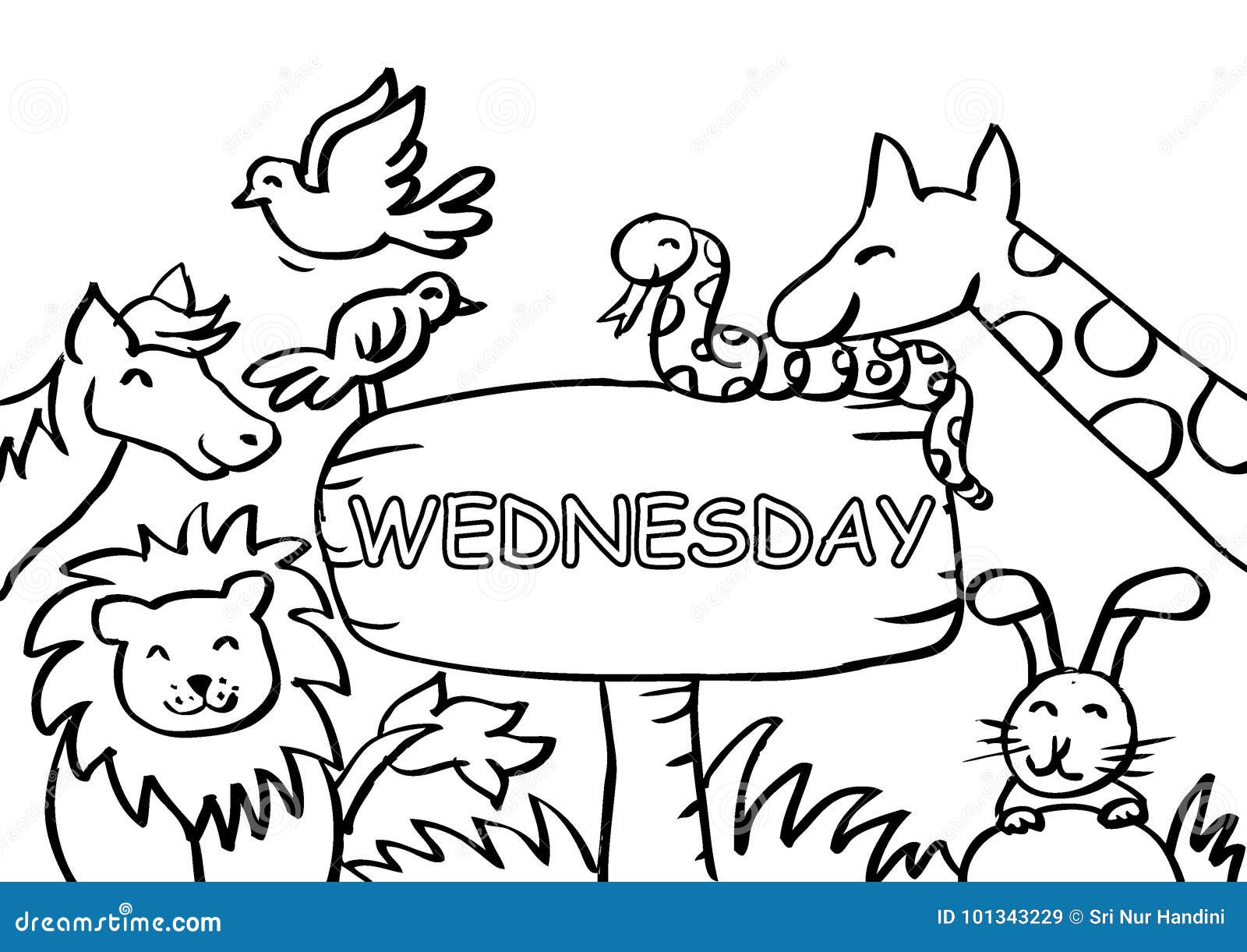 Cartoon wednesday coloring page stock illustrations â cartoon wednesday coloring page stock illustrations vectors clipart