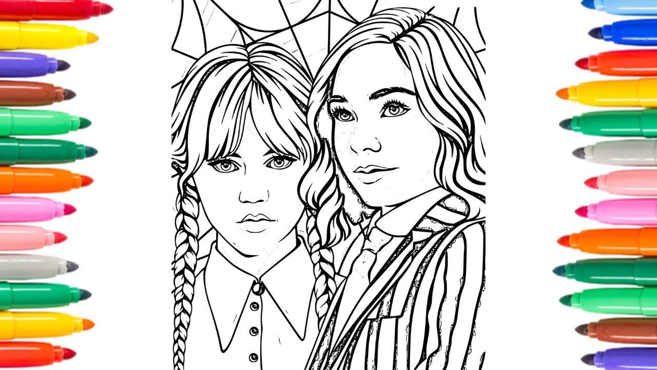 Wednesday coloring page drawing wednesday how to draw wednesday addas