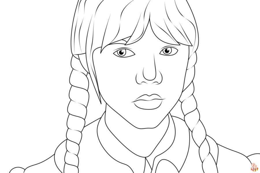 Printable wednesday addams coloring pages