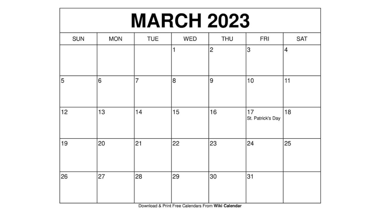 Printable march calendar templates with holidays