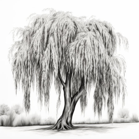 Willow tree sketch stock photos and images