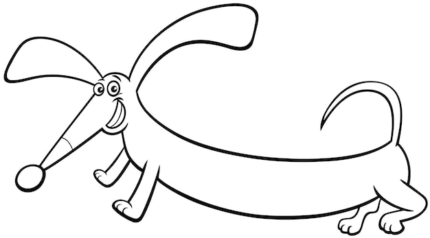 Premium vector funny cartoon purebred dachshund dog coloring page