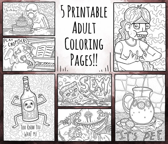 Lets get weird adult coloring pages printable coloring pages instant download pdf set