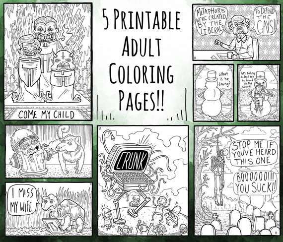 Lets get weird adult coloring pages printable coloring pages instant download pdf set