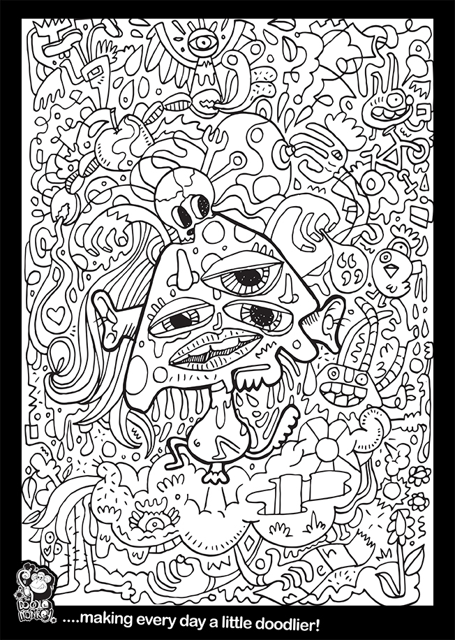 Weird alien thingy colouring page â the doodle monkey