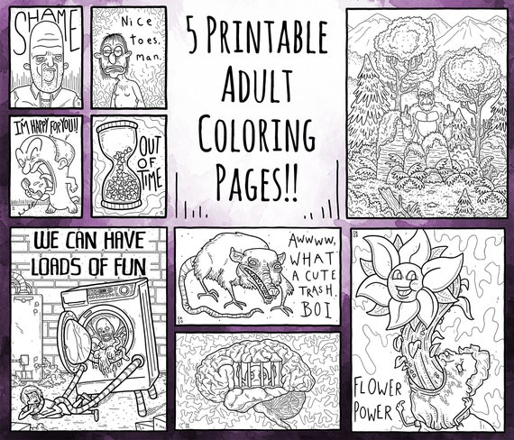 Lets get weird adult coloring pages printable coloring pages instant download pdf set
