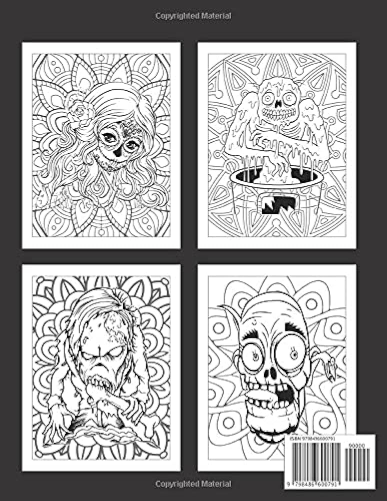 Horror coloring book coloring books for adults zombie monsters witches skul weird creepy scary and freaky illustrations practice for stress cool gift for adult young adult and teens publishing ana