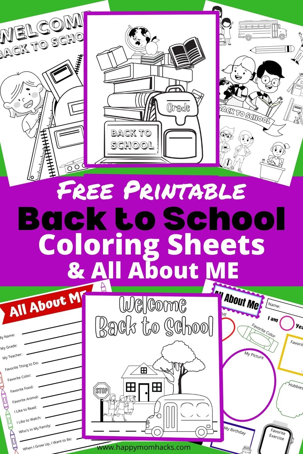 Free back to school coloring sheets for kids