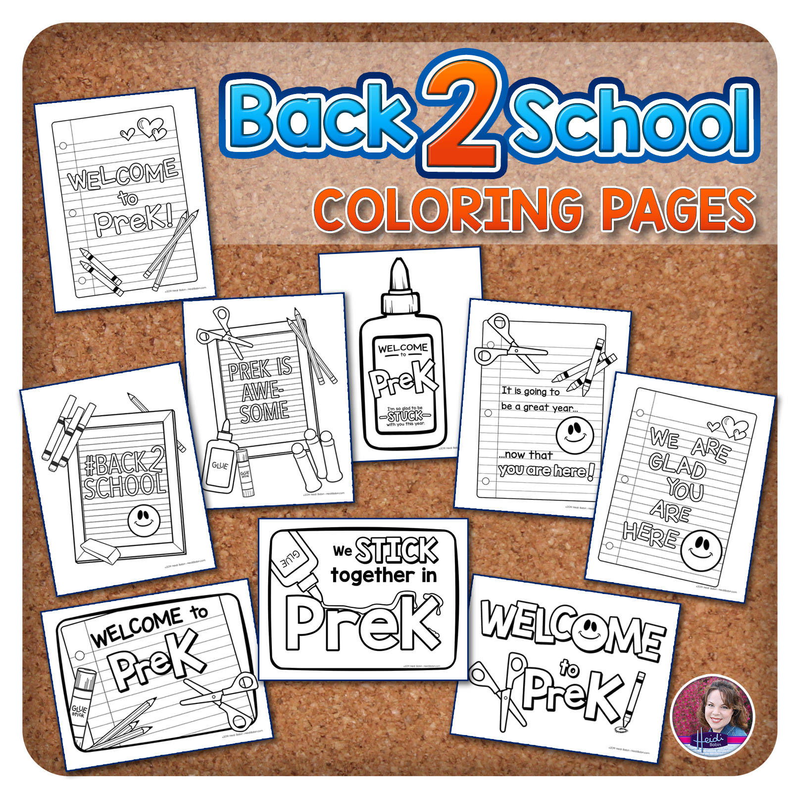 Prek back to school coloring pages â heidi babin