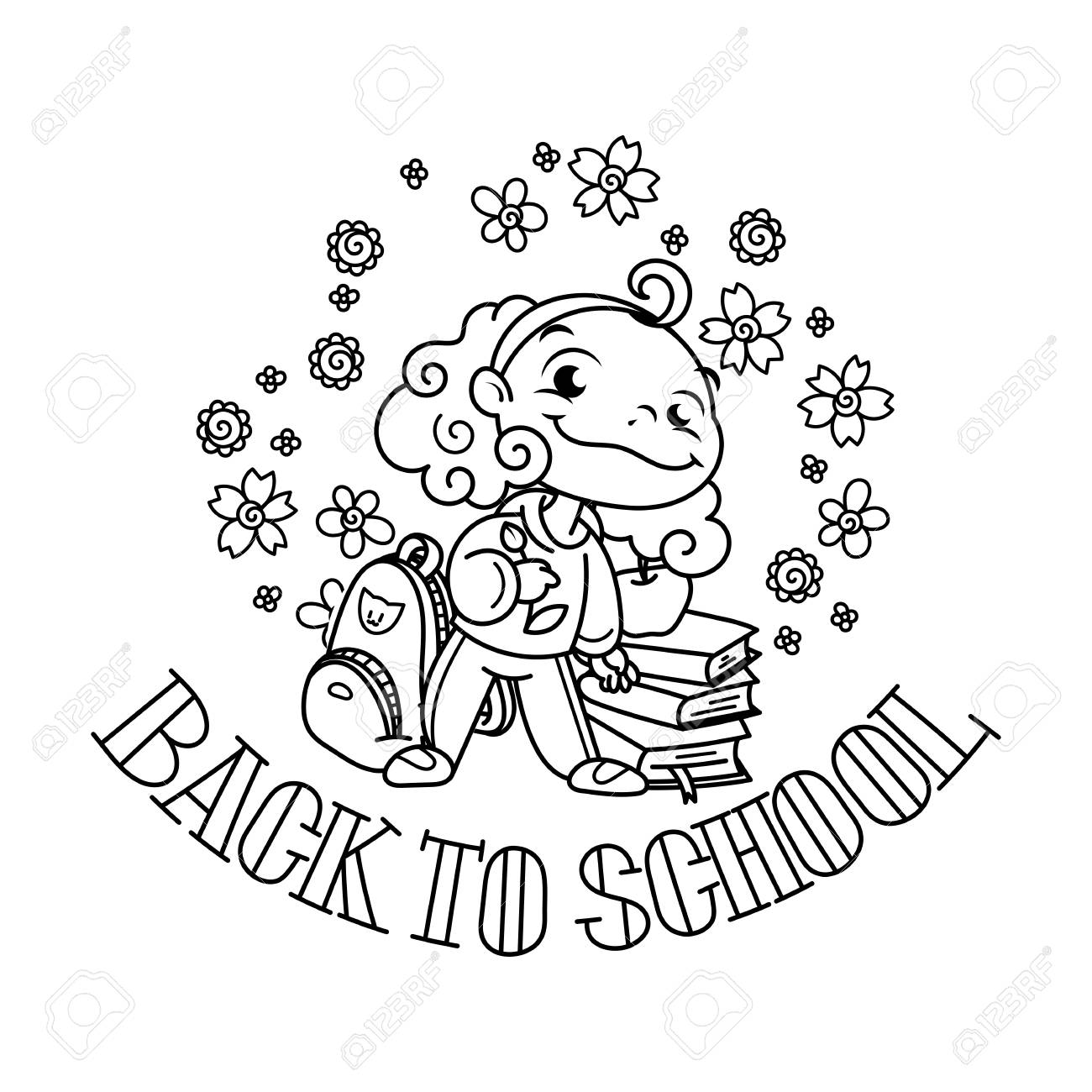 Wele back to school cute school kid ready to education design element for print t