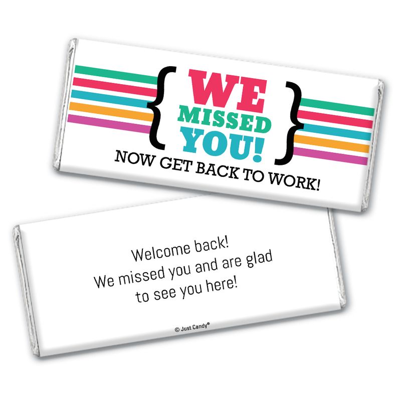 Personalized we missed you chocolate bar wrapper