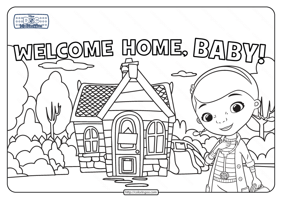 Doc mcstuffins wele home baby coloring page