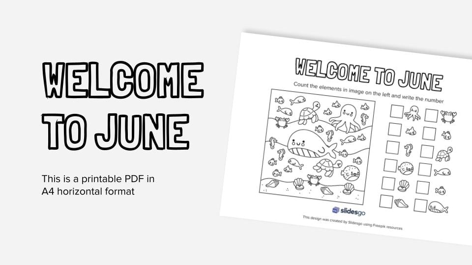 Wele to june printable coloring worksheet