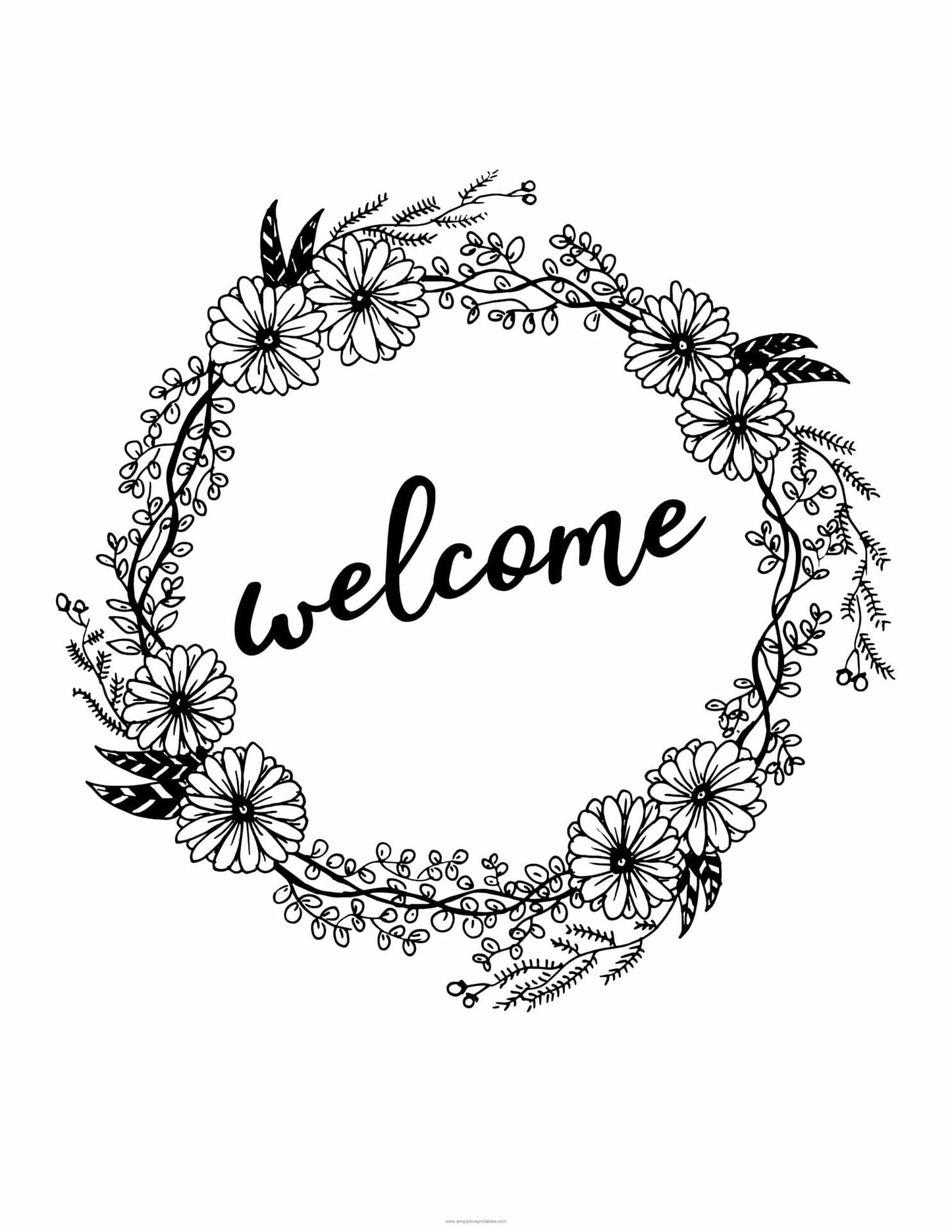 Free printable floral wreath coloring pages